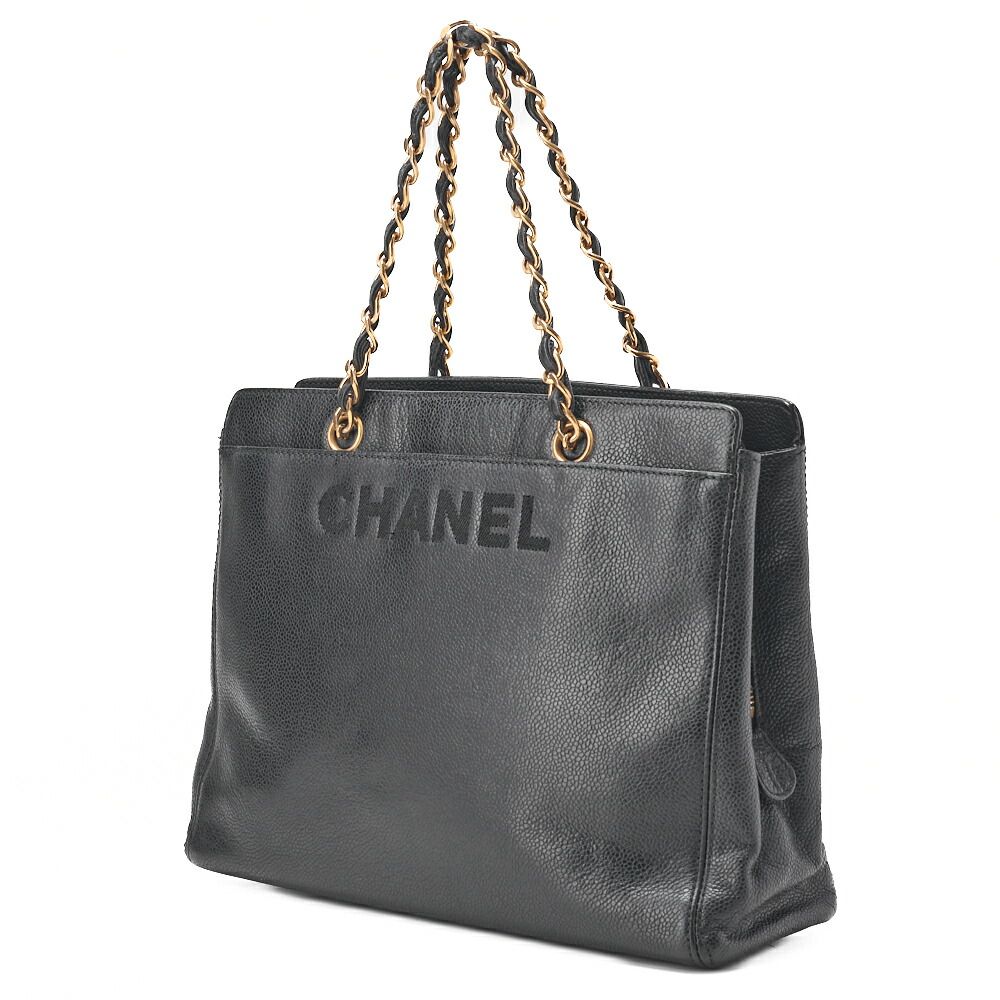 CHANEL シャネル ハンドバッグ ロゴマーク プレートチャーム 黒 ゴールド金具 チェーンハンド レディースバッグ