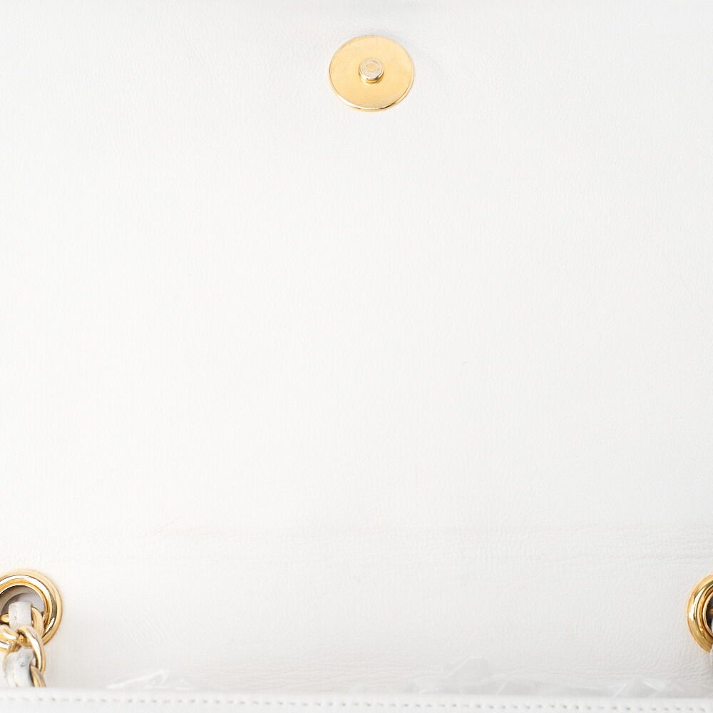  CHANEL シャネル チェーンショルダー マトラッセ ココマーク フリンジ付き ラムスキン 白 ゴールド金具 レディースバッグ ハイブランド メッセンジャーバッグ ショルダーバッグ