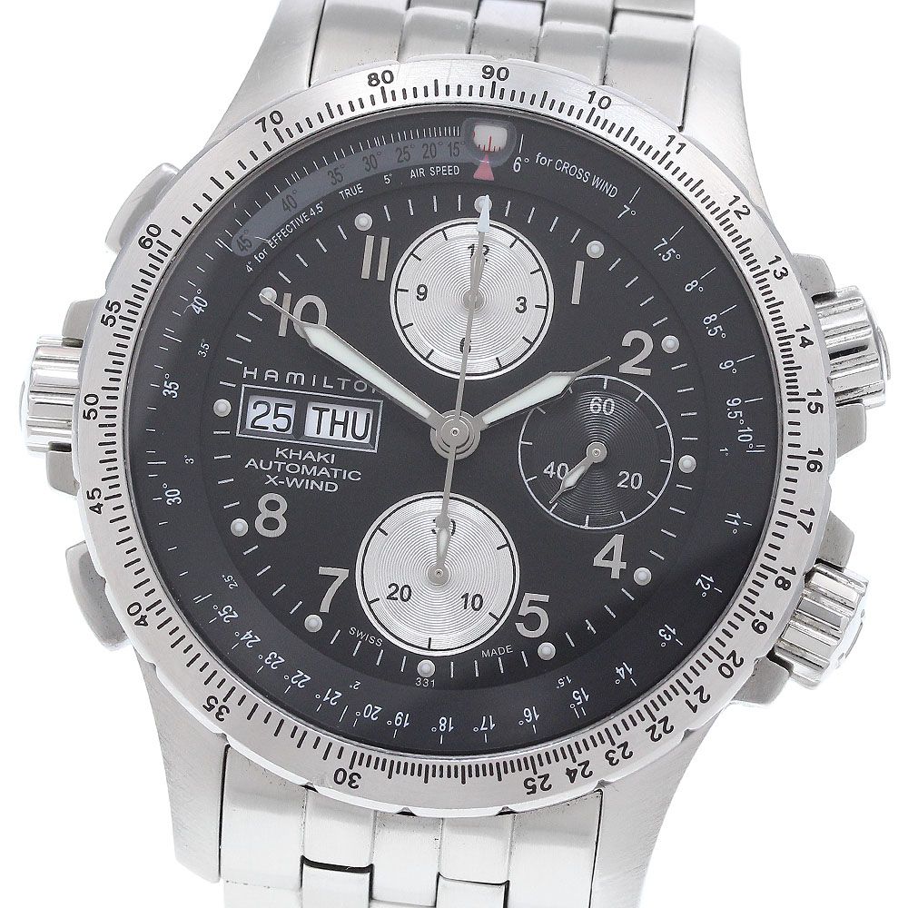 ハミルトン HAMILTON H776160 カーキ Xウィンド デイデイト クロノグラフ 自動巻き メンズ箱 保証書付き_916824