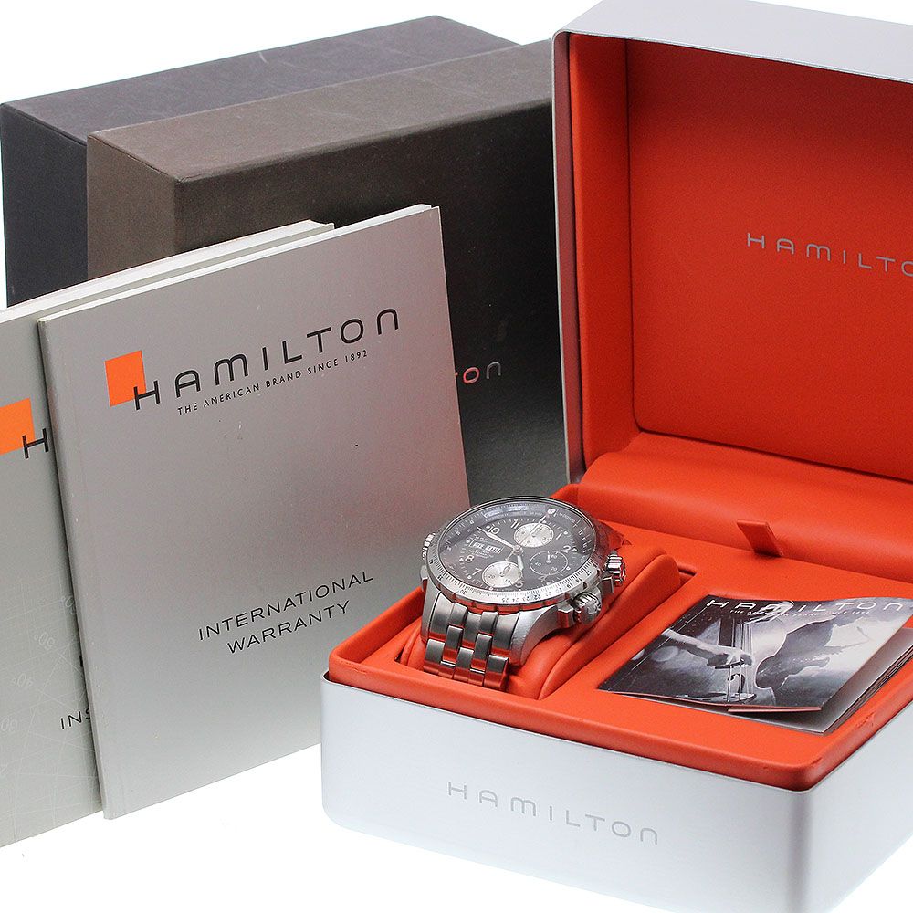 ハミルトン HAMILTON H776160 カーキ Xウィンド デイデイト クロノグラフ 自動巻き メンズ箱 保証書付き_916824