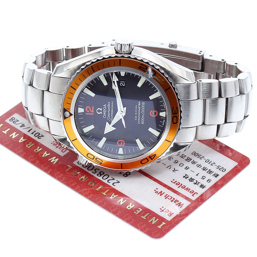 オメガ OMEGA 2208.50 シーマスター プラネットオーシャン 600M デイト 自動巻き メンズ保証書付き_913502