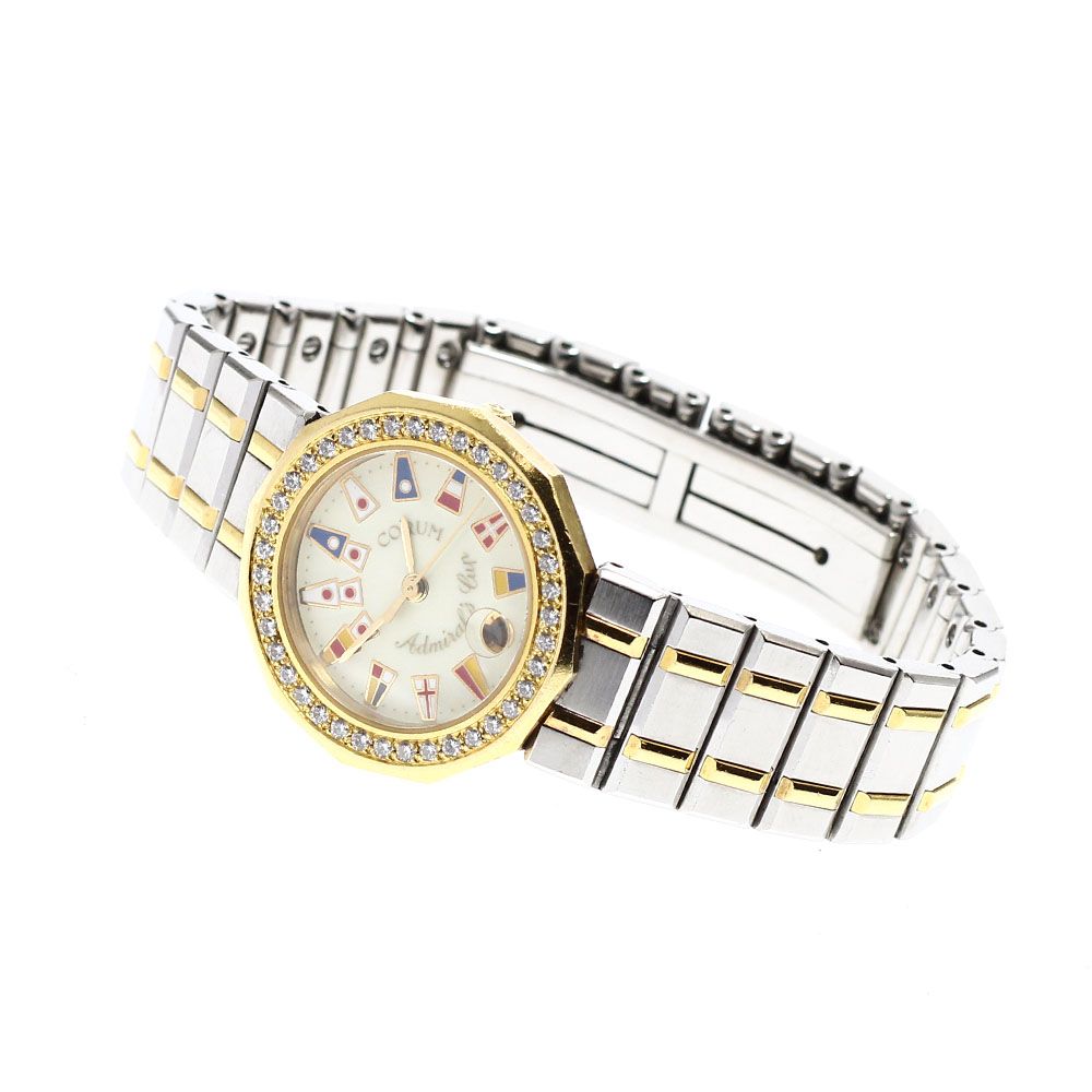 コルム CORUM 39.912.28 V-52 アドミラルズカップ デイト ダイヤベゼル クォーツ レディース_916937