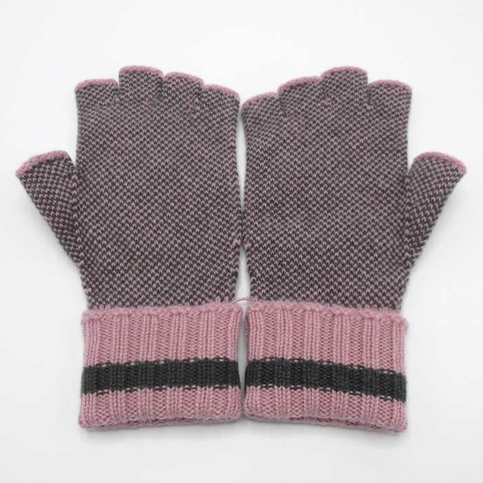 GUCCI GGカシミアフィンガーレスグローブ グレー&ピンク 手袋 新品】グッチ 手袋 Lサイズ アパレル GUCCI GG ロゴ カシミヤ