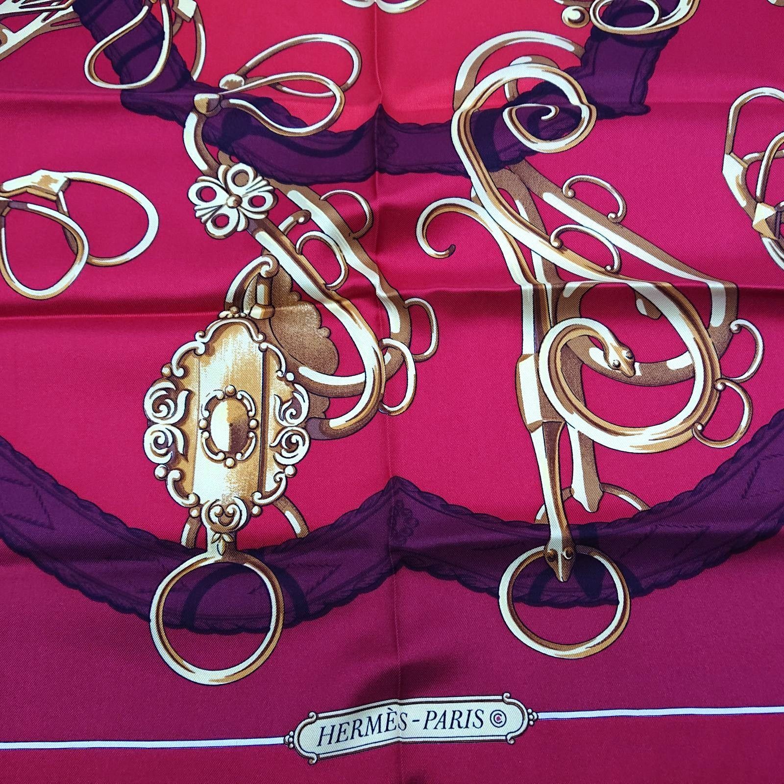  HERMES エルメス カレ90 リフトプロフィール Lift Profile スカーフ レッド シルク バンダナ スカーフ 小物