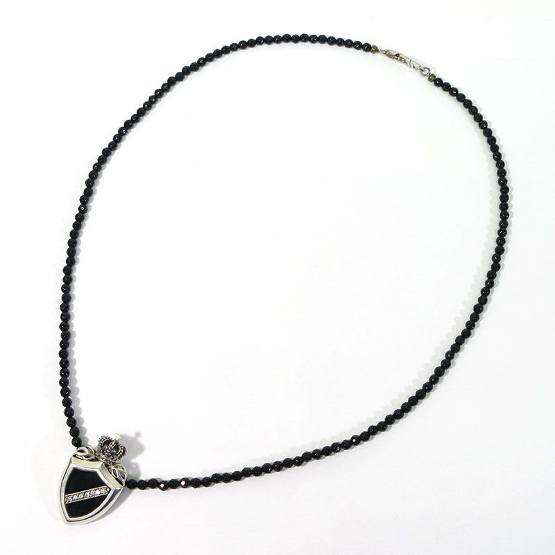 三重本店 Justin Davis ジャスティンデイビス ネックレス CROWN SHIELD PENDANT TINY ONIX Chain ブラック×シルバー 134