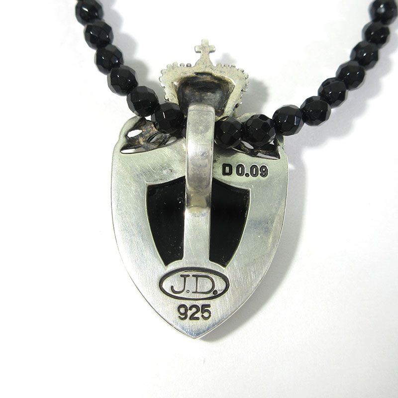 保管品 三重本店 Justin Davis ジャスティンデイビス ネックレス CROWN SHIELD PENDANT TINY ONIX Chain ブラック×シルバー 134