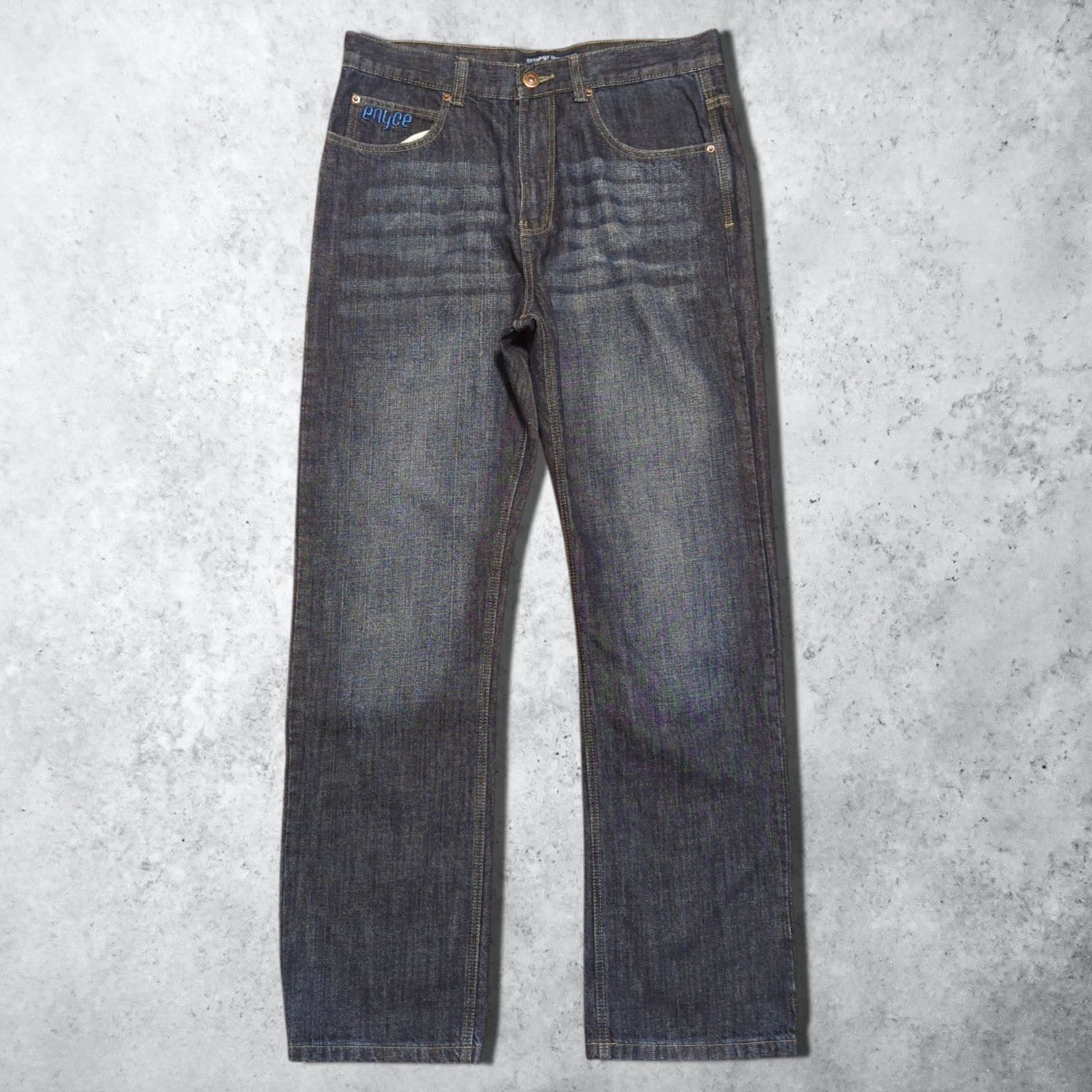 極太90s豪華刺繍 極太90s豪華刺繍 WRECK SHOT ブラックバギーデニム B系HIPHOP 00s ENYCE デニムパンツ　バギー　ヒップホップ