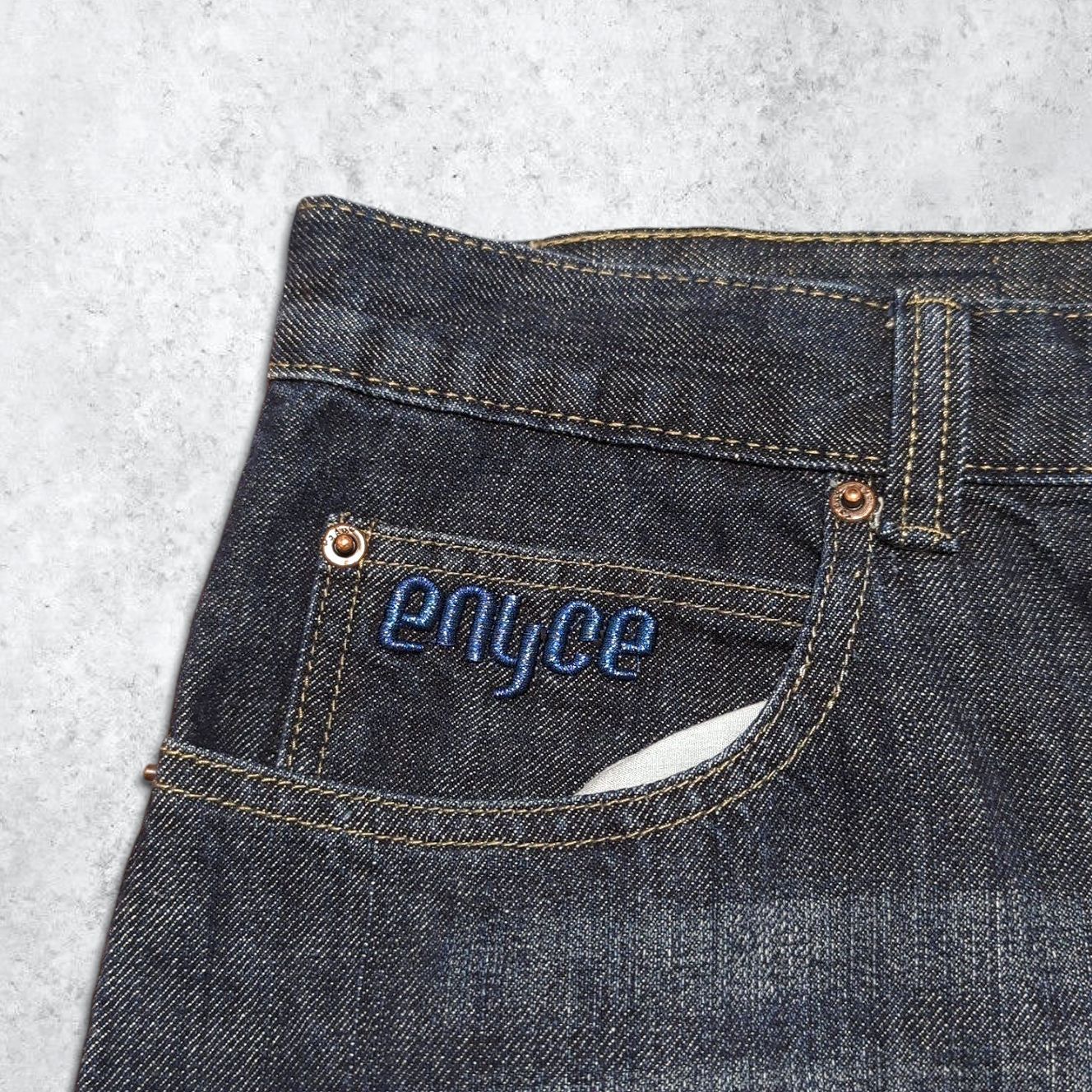 メンズ enyce エニーチェ 刺繍 ストレート デニムパンツ w36 ジーンズ 