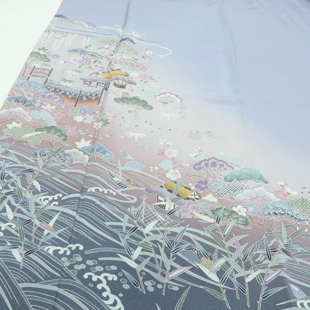  百華 Y 3896 正絹 仕付け糸付 手縫い仕立て 訪問着 着物 訪問着 付け下げ 着物