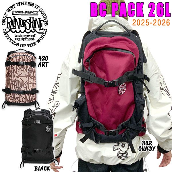 25-26 レインオアシャイン バックカントリーパック26L RAIN OR SHINE BC PACK 26L スノーボード バッグ 鞄 ブラック バーガンディ 420アート