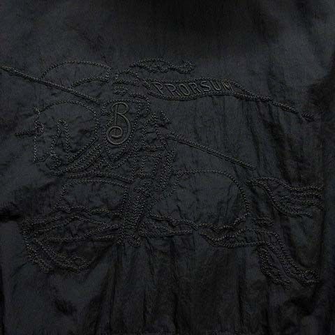 バーバリー BURBERRY 2025AW エンブロイダリー ビッグホース ナイロン ジャケット パーカー ジップアップ ライトアウター ブラック 黒 XS