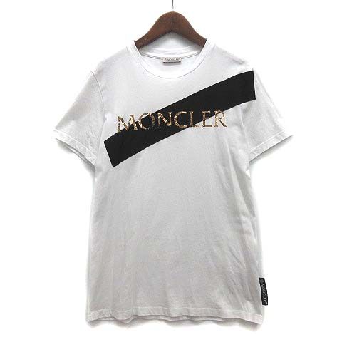 モンクレール MONCLER メタリックロゴ Tシャツ カットソー 半袖 クルーネック 2019AW ホワイト 白 XS