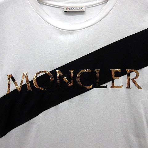 家庭的な モンクレール MONCLER メタリックロゴ Tシャツ カットソー 半袖 クルーネック 2019AW ホワイト 白 XS 【超特価sale開催！】