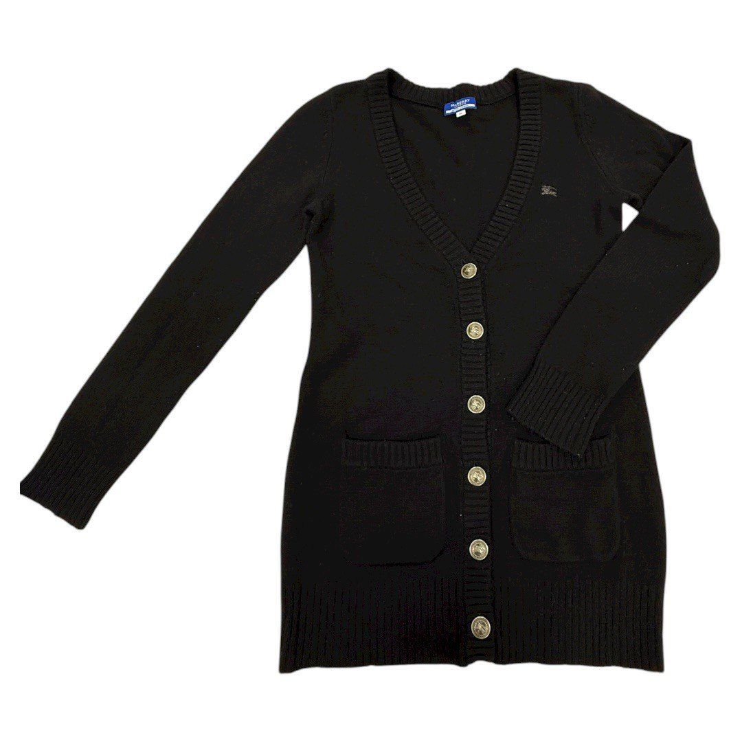 バーバリーブルーレーベル ウール ニット カーディガン Vネック 38 ブラック レディース BURBERRY BLUE LABEL