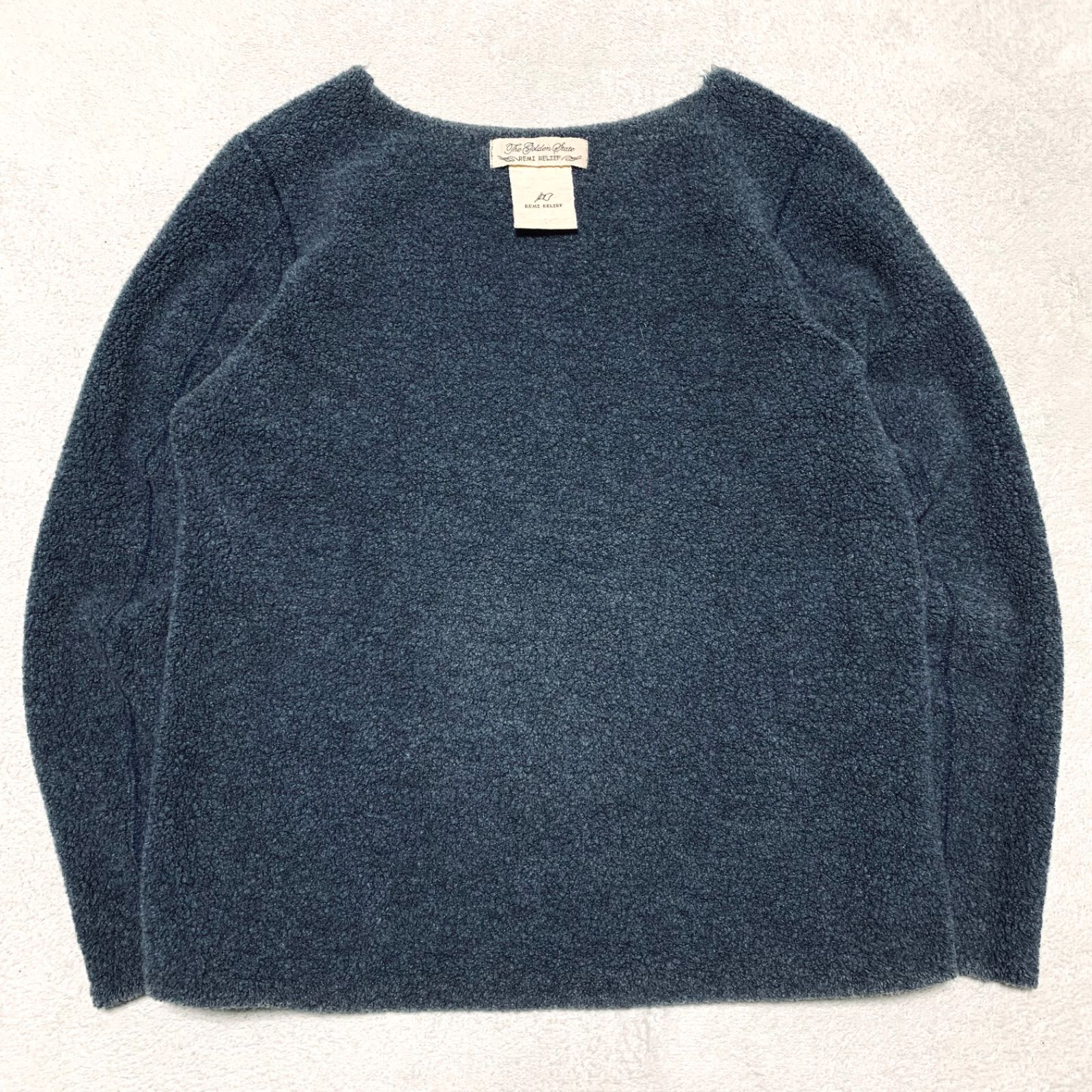 REMI RELIEF サイドポッケ付きボアスウェットトレーナー ベージュ REMI