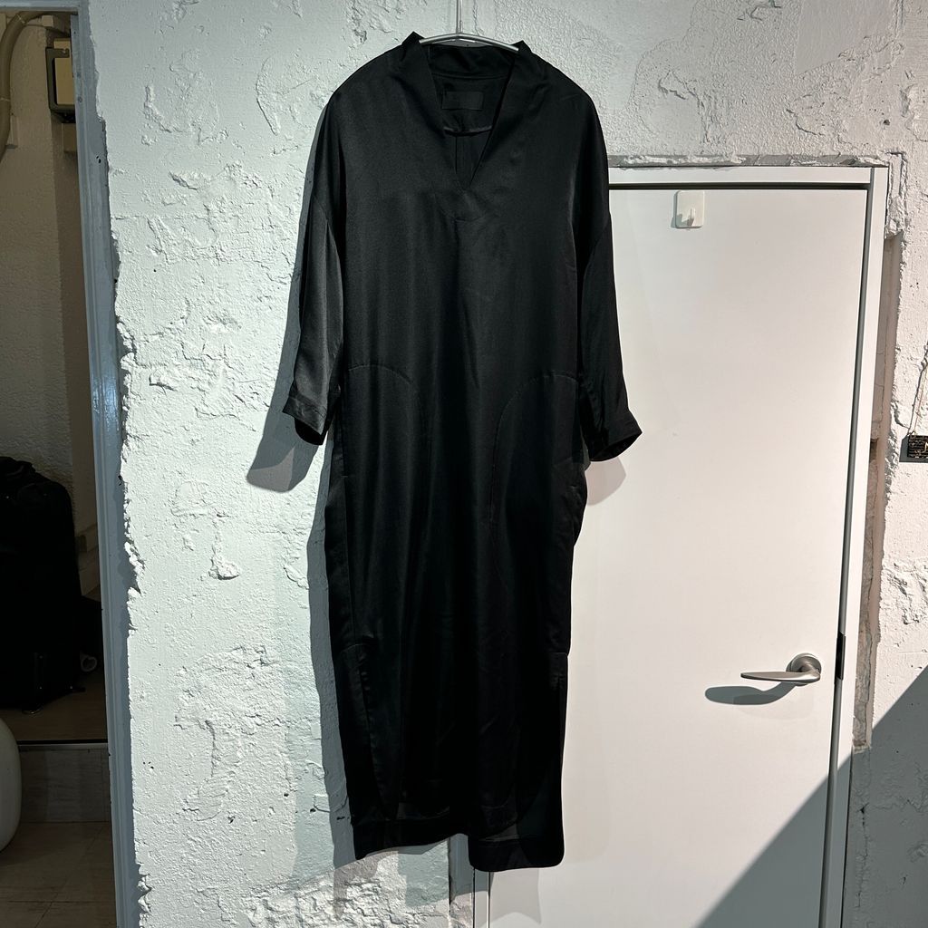 Mame Kurogouchi マメクロゴウチ Basic Silk Deep Neck Dress 半袖ワンピース MK01-DR003 ブラック size 2 表参道A11
