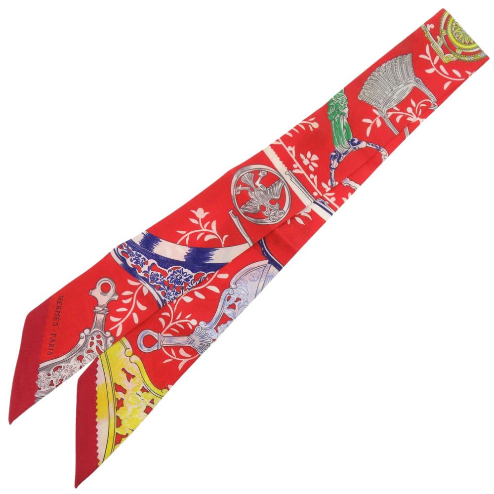 美品 エルメス ツイリー ETRIERS REMIX 鎧 リミックス シルク レッド