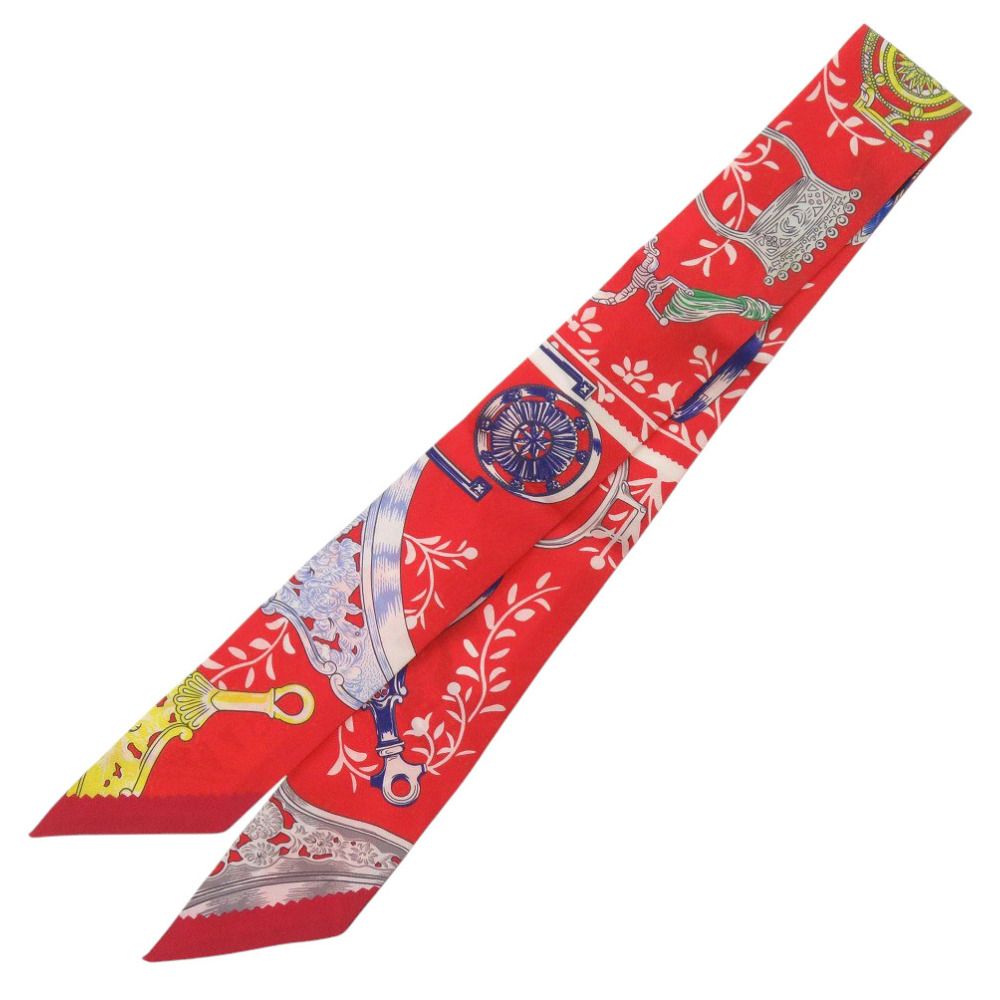 美品 エルメス ツイリー ETRIERS REMIX 鎧 リミックス シルク レッド