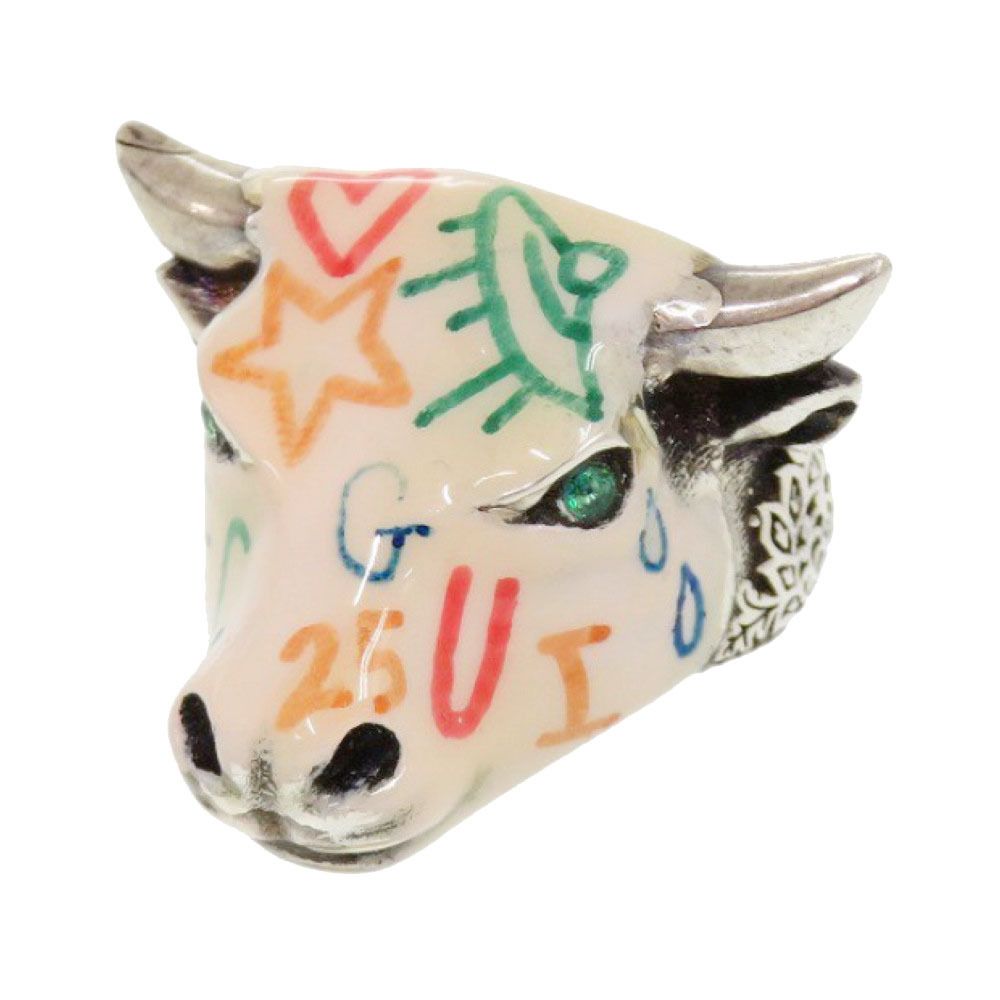 グッチ ANGER FOREST 牛 シルバー925 12 マルチ リング 指輪 1301 GUCCI