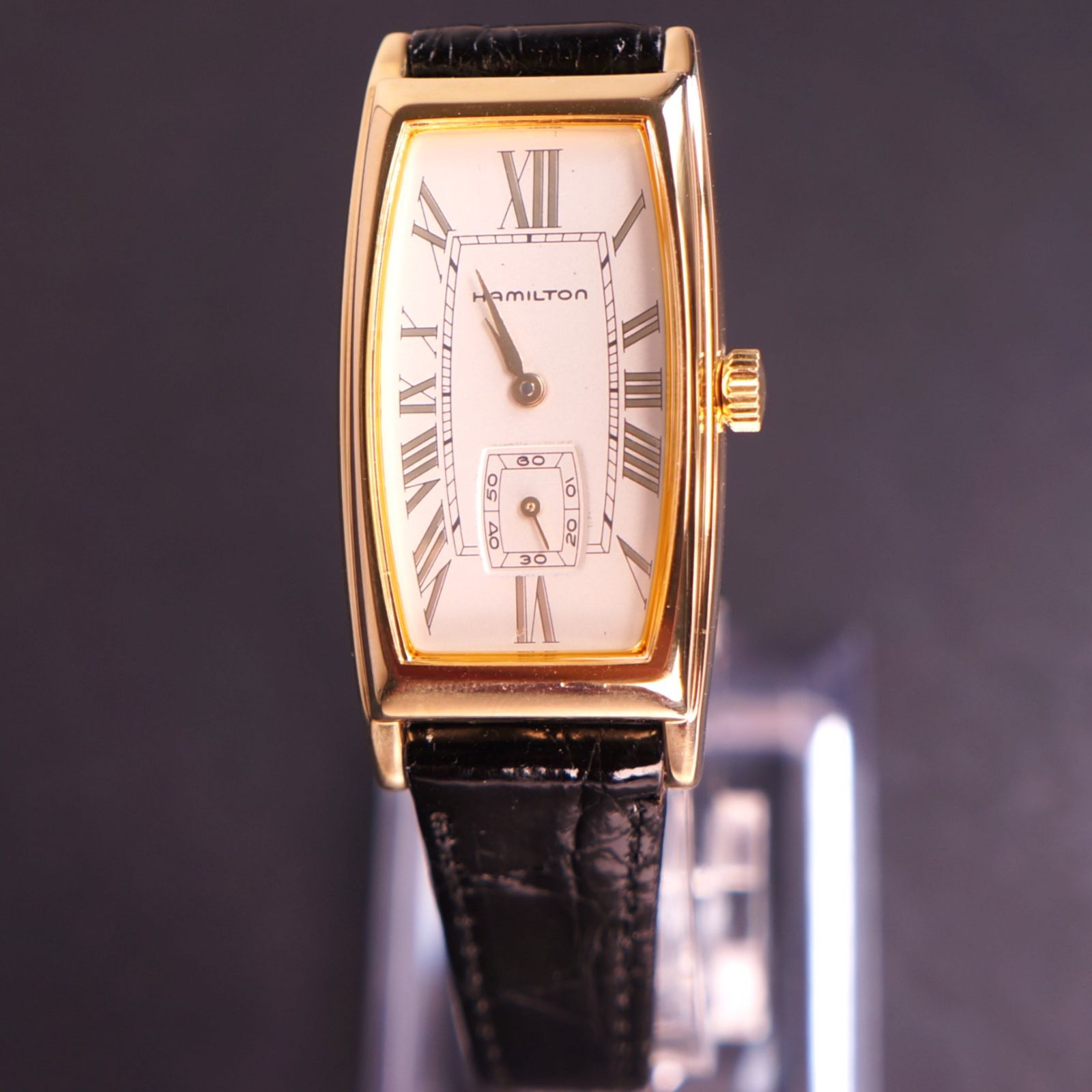 稼働 カーライル 6254 ワニ革ベルト 電池交換済