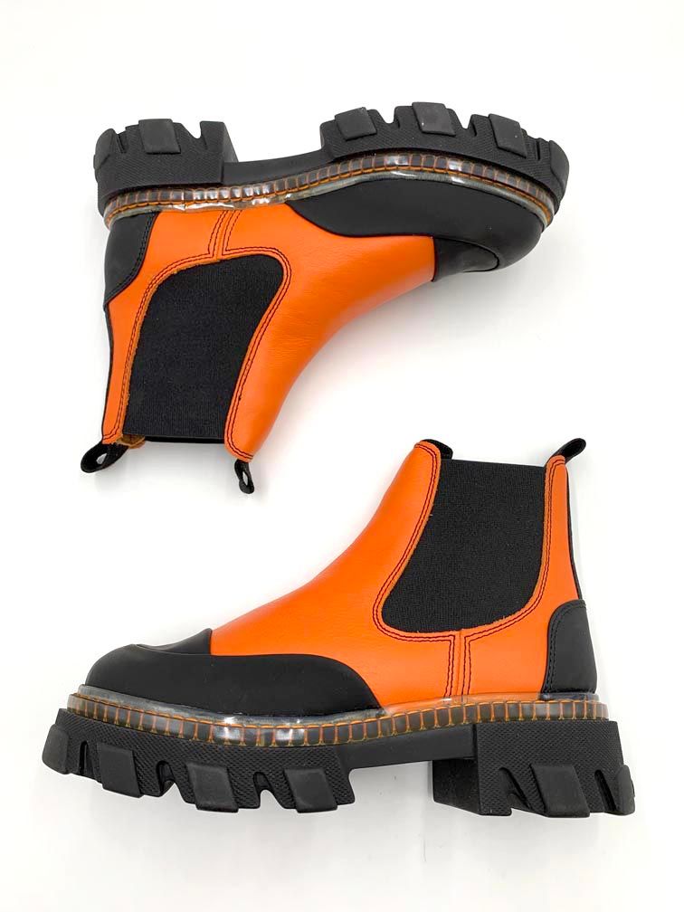 GANNI ガニー ショート チャンキー サイドゴア ブーツ size 38 オレンジ レディース