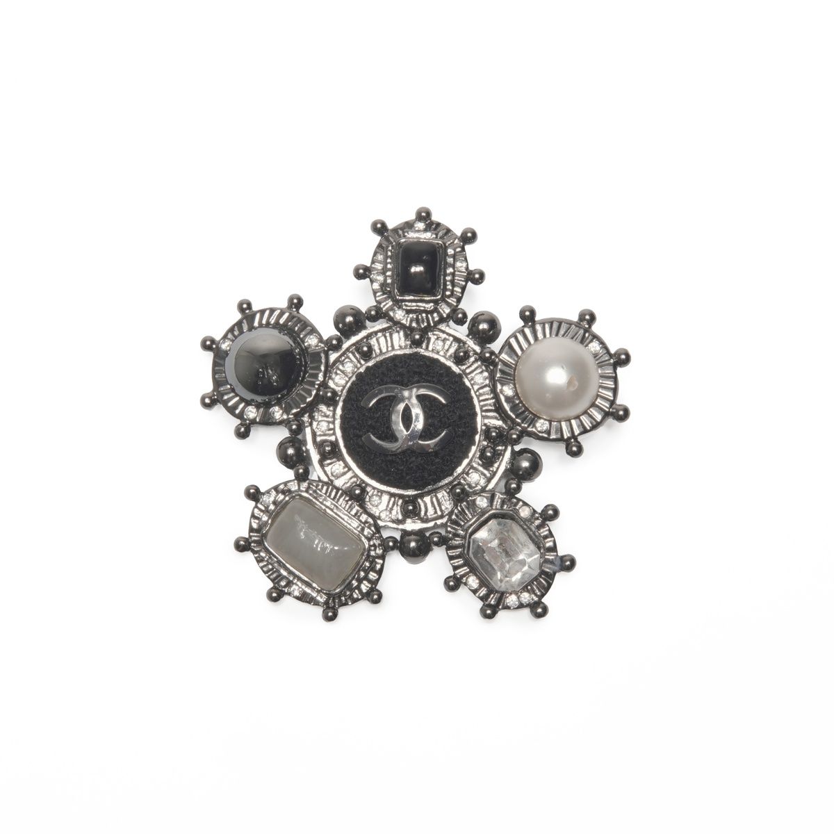 CHANEL シャネル ブローチ 05 A 2005 ココマーク 黒 ストーン