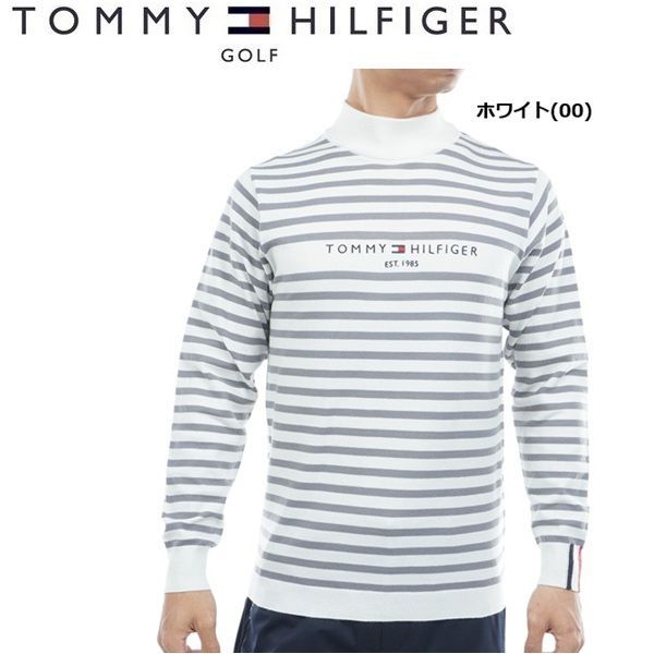 トミーヒルフィガー ゴルフ メンズ ボーダー ハイネックニット TOMMY GOLF THMA 582 秋冬モデル ホワイト 00