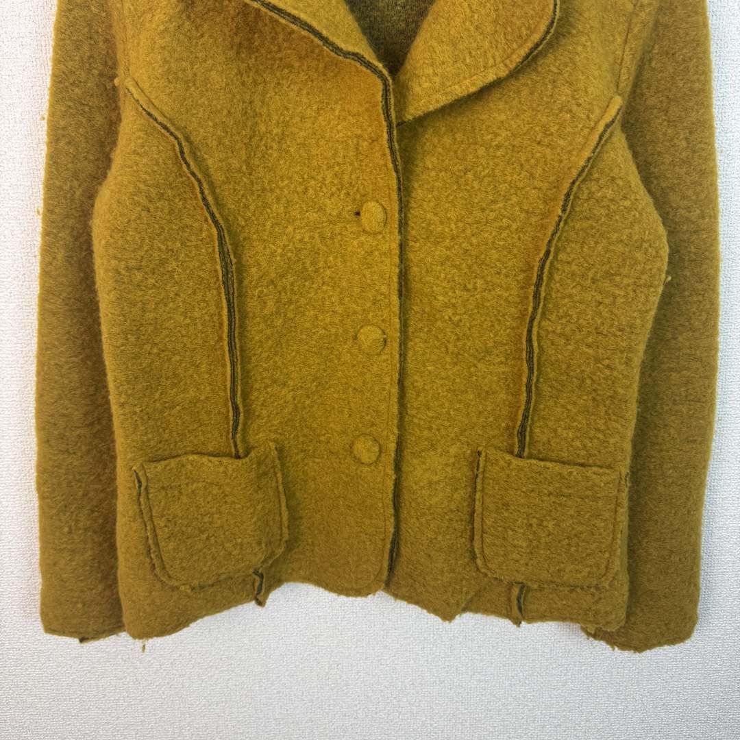 ELEONORA AMADEI エレオノラ アマデイ ウールジャケット パイピング アースカラー マスタード レディース 古着 レトロ