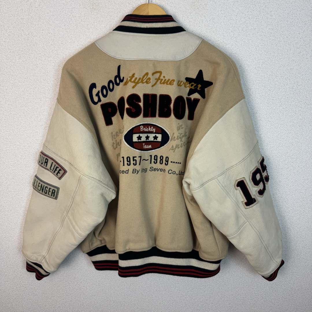 80s 90s Posh Boy ポッシュボーイ スタジャン 袖レザー ワッペン 刺繍