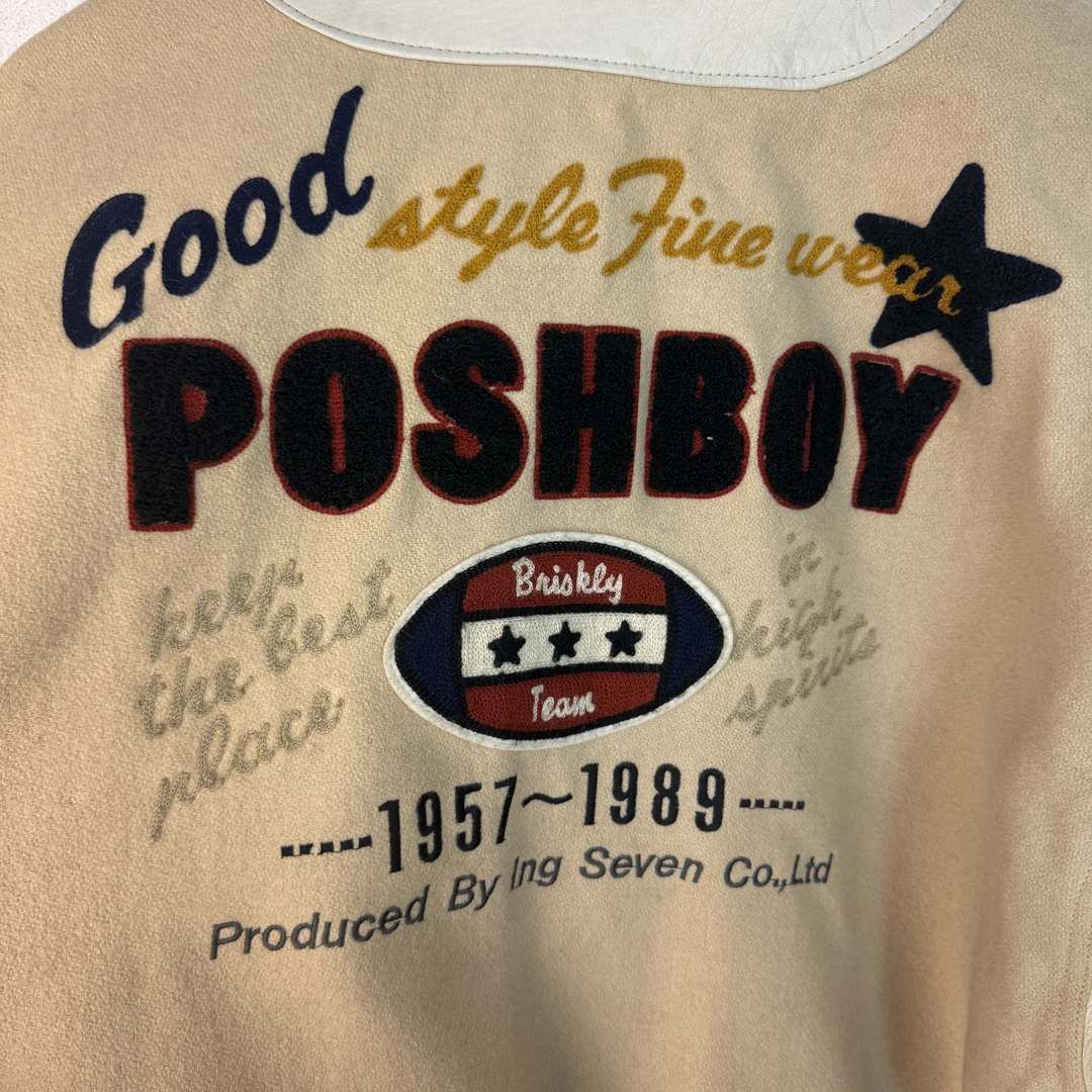 80s 90s Posh Boy ポッシュボーイ スタジャン 袖レザー ワッペン 刺繍