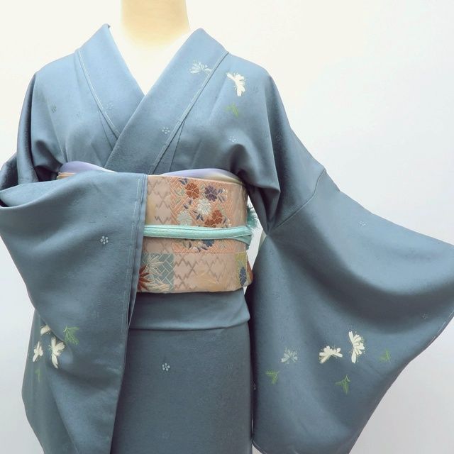  百華 Y 3932 正絹 作家物落款 仕付け糸付 手縫い トールサイズ 紬訪問着 着物 訪問着 付け下げ 着物