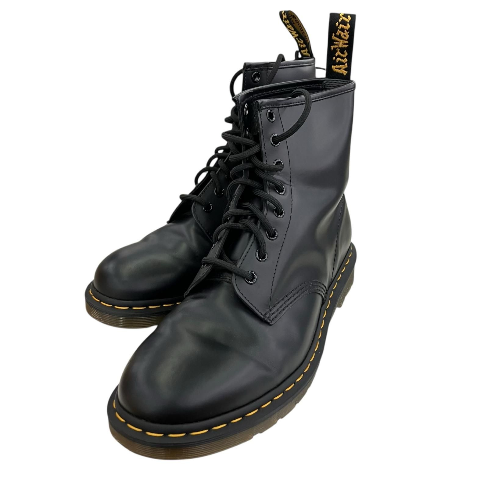 180059 現状品 Dr.Martens ドクターマーチン ブーツ 8ホール レースアップ イエローステッチ 11822 27.5cm ブラック レザー メンズ