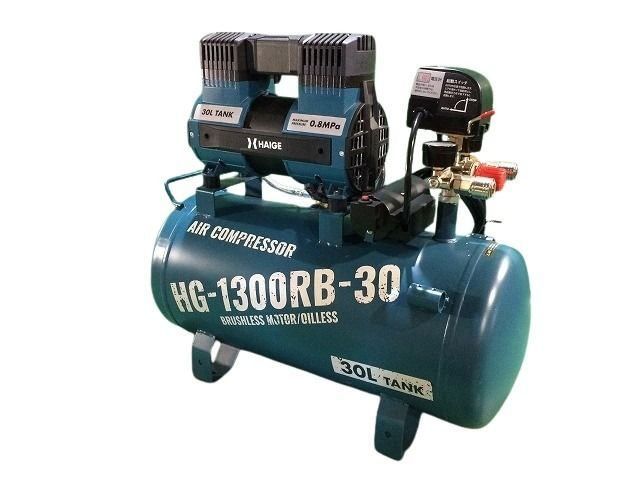 HAIGE ハイガー 100V エアコンプレッサー HG-1300RB-30 本体と 説明書のみ無 静音 高吐出量 30L エアーツール114863