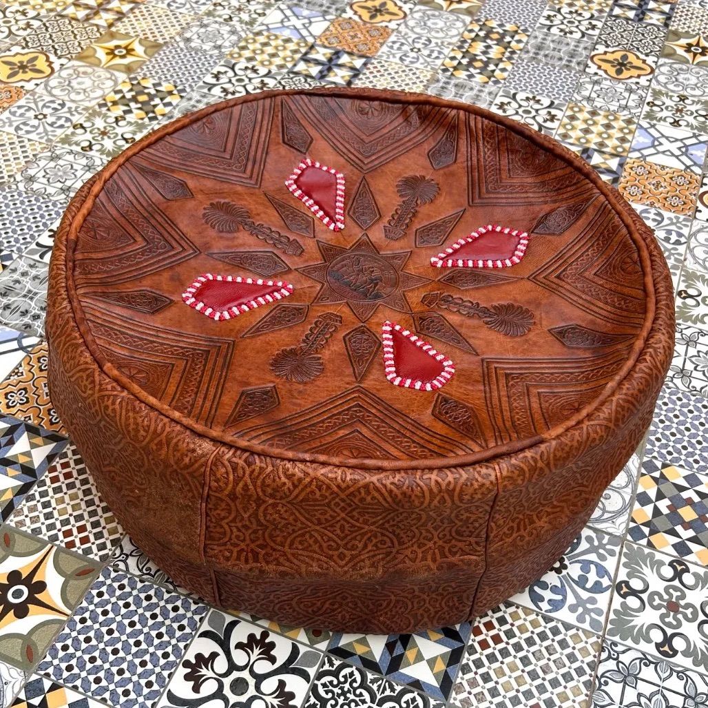 モロッコ　プフ②　オットマン　ペットベッド　ビンテージ　ベニワレン　ドット柄 モロッコ プフ オットマン ペットベッド ビンテージ ベニワレン ドット