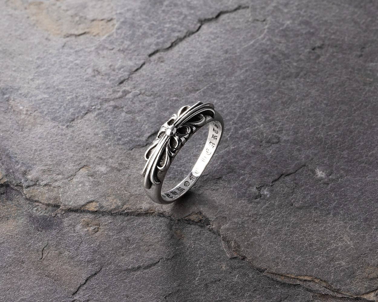 シルバー925 クロステイル リング フローラルクロス ボーンデザイン