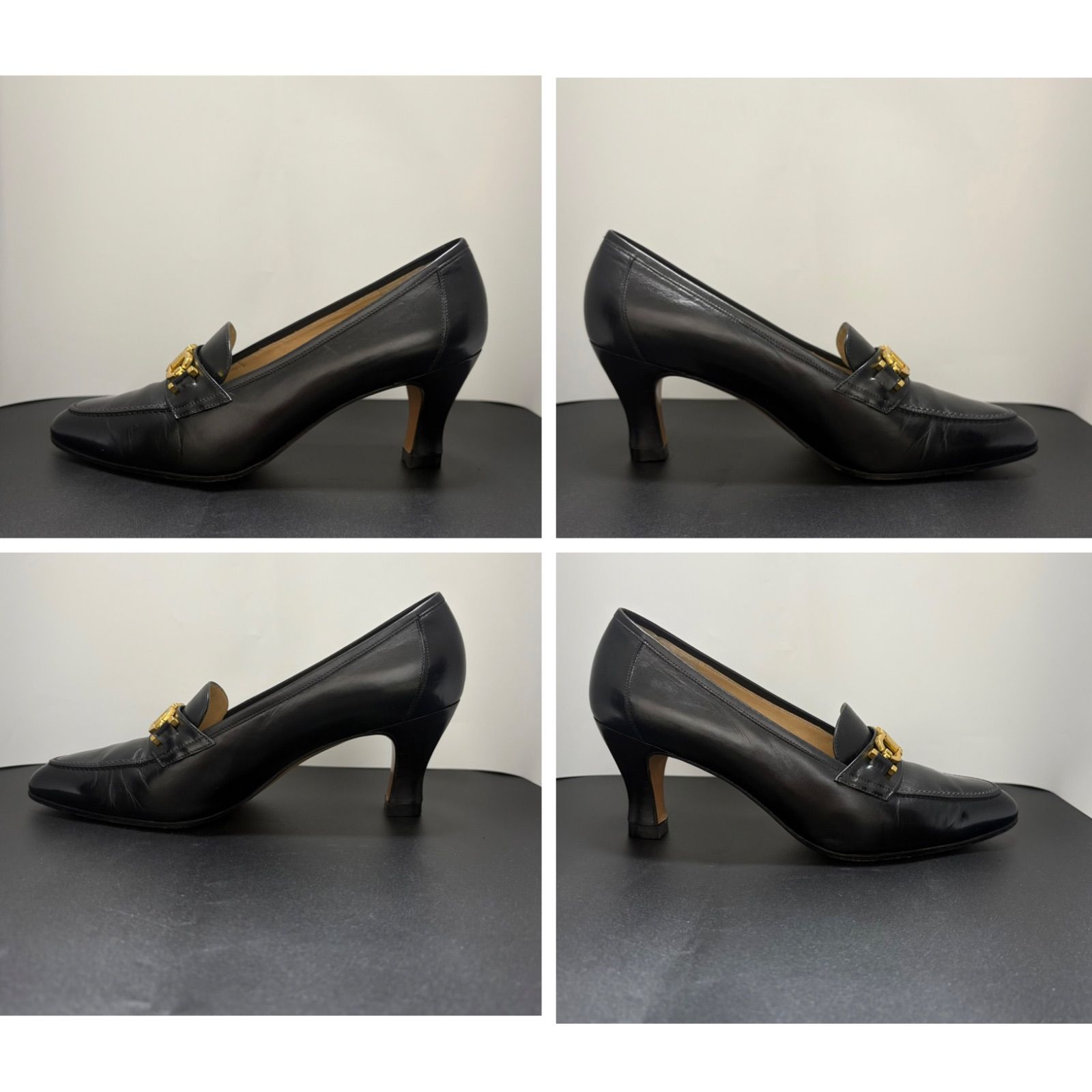 極美品 フェラガモ ガンチーニ レザー ハイヒール 6ハーフ (23.5) 美品 Salvatore Ferragamo サルヴァトーレ フェラガモ ガンチーニ