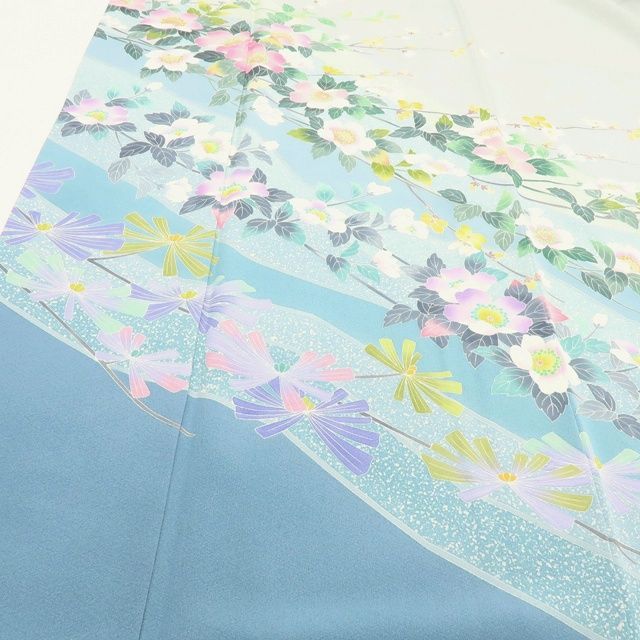  百華 Y 3933 正絹 作家物 峰山 落款 手縫い仕立て 訪問着 着物 訪問着 付け下げ 着物