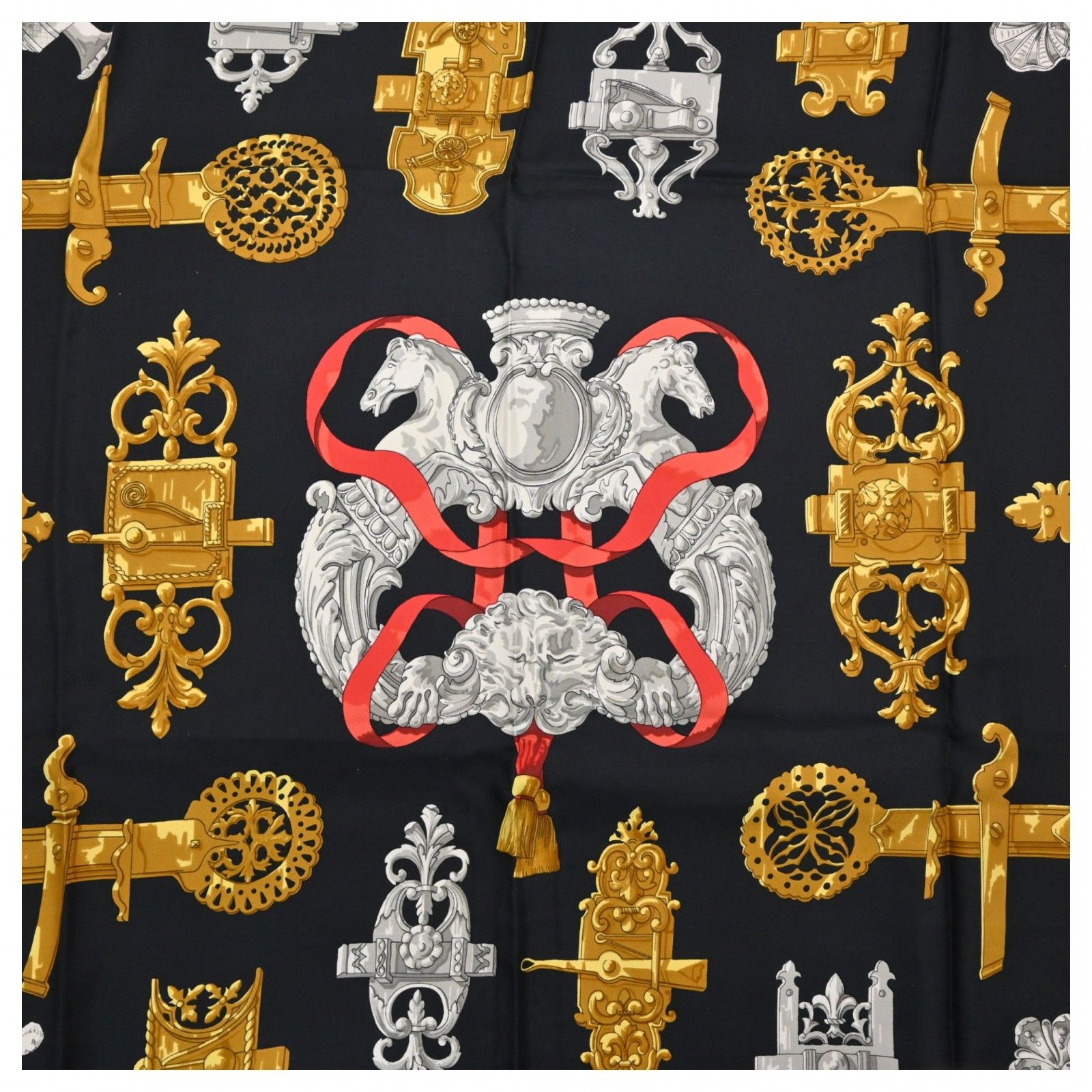 エルメス カレ90 スカーフ 鉄細工 FERRONNERIE Aランク he5517kk