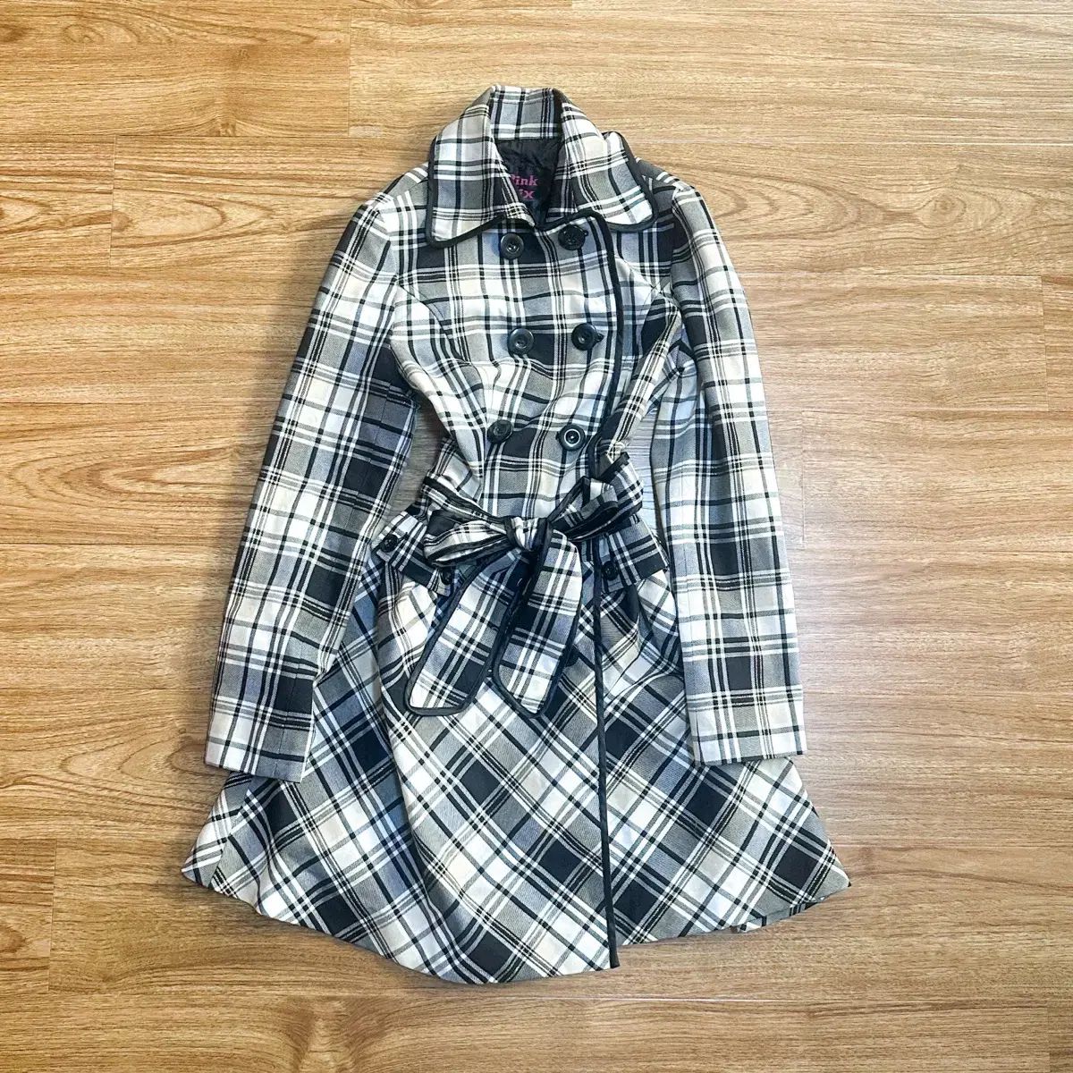 ヴィンテージ ピンクミックス CHECK リボン コート 姫ギャル ロガール ラテ ギークシック ゴシック ゴス