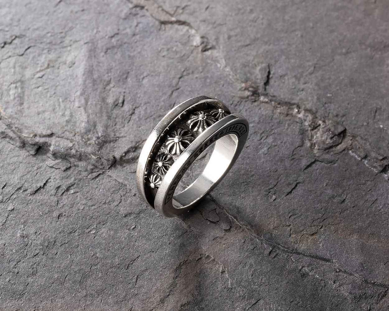 シルバー925 フレアクロス ダブルリング 指輪 メンズ レディース ユニ