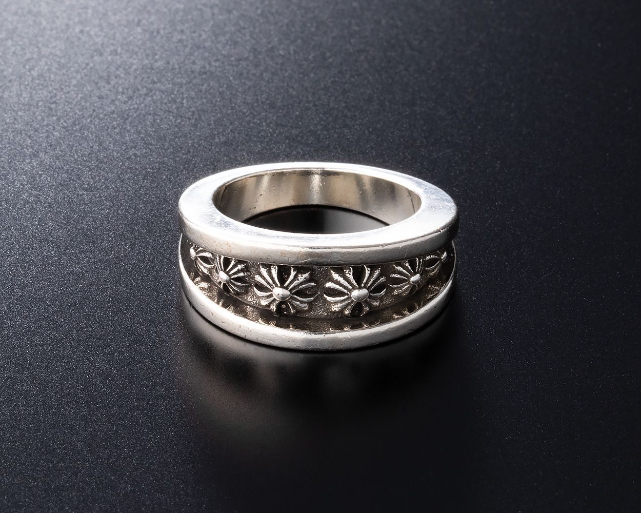 シルバー925 フレアクロス ダブルリング 指輪 メンズ レディース ユニ