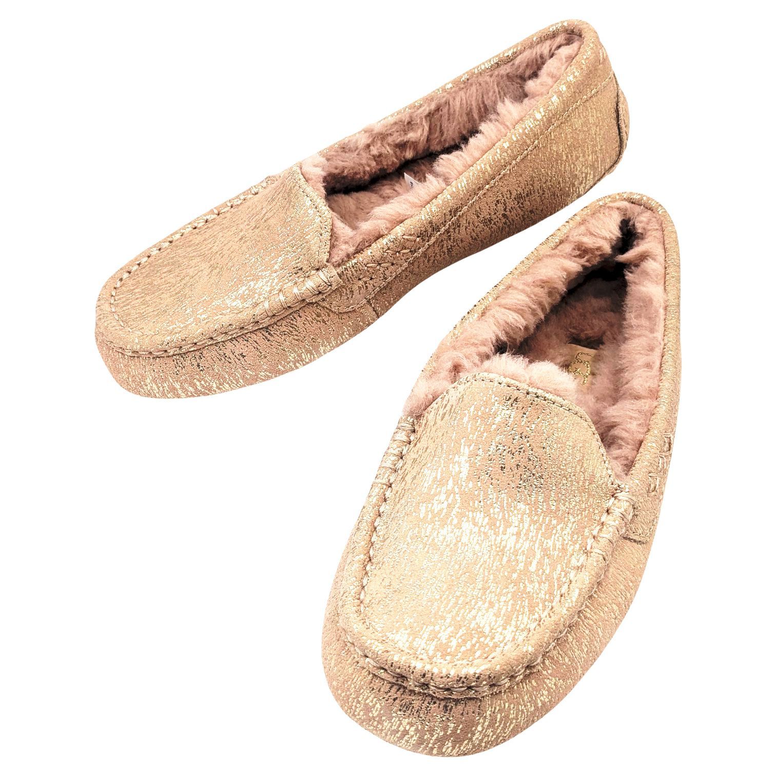 UGG アグ Ansiey Matte Marble アンスリー マット マーブル モカシン サイズ＃38 約24 cm レディース モコモコ ピンク キラキラ メタリックスエード ウール アップサイクルウール ブランドギャラリー