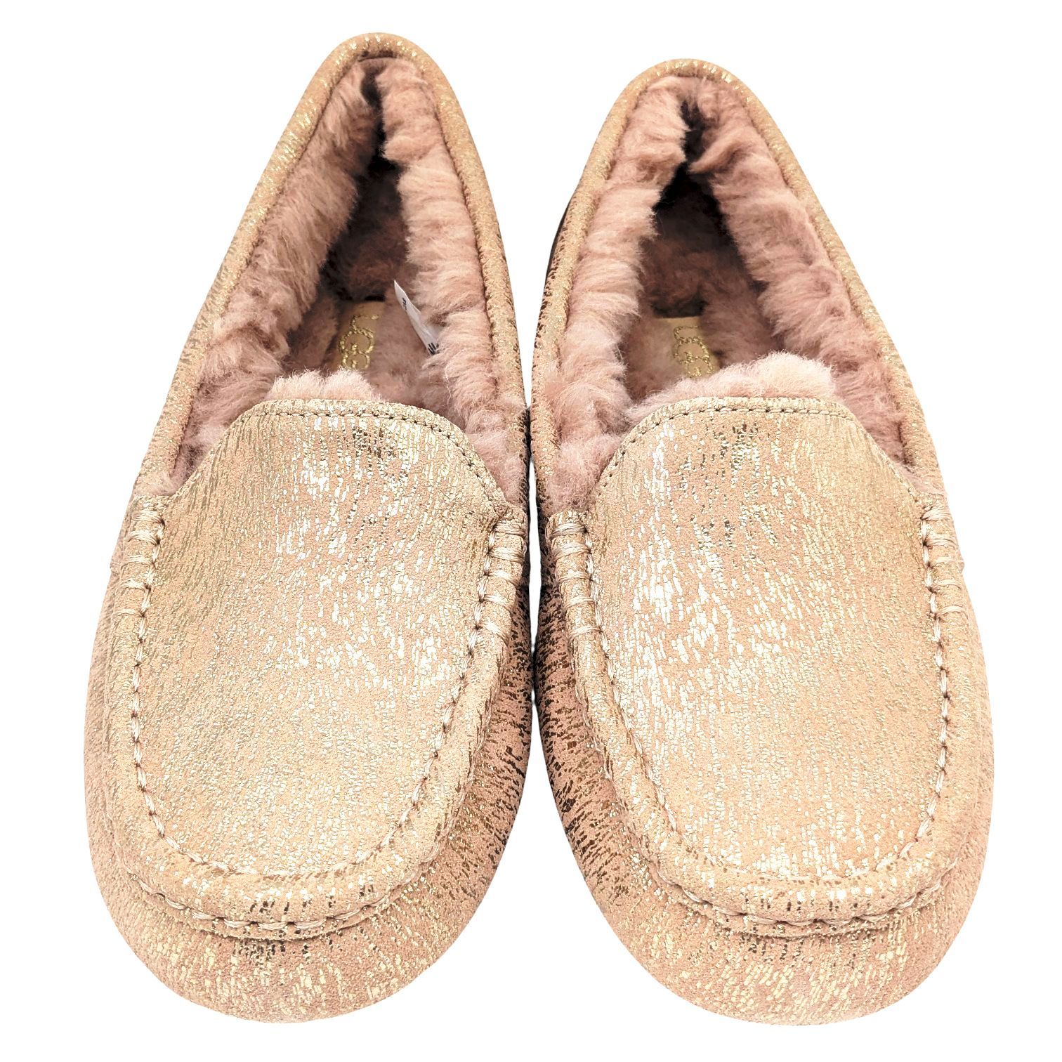 UGG アグ Ansiey Matte Marble アンスリー マット マーブル モカシン サイズ＃38 約24 cm レディース モコモコ ピンク キラキラ メタリックスエード ウール アップサイクルウール ブランドギャラリー