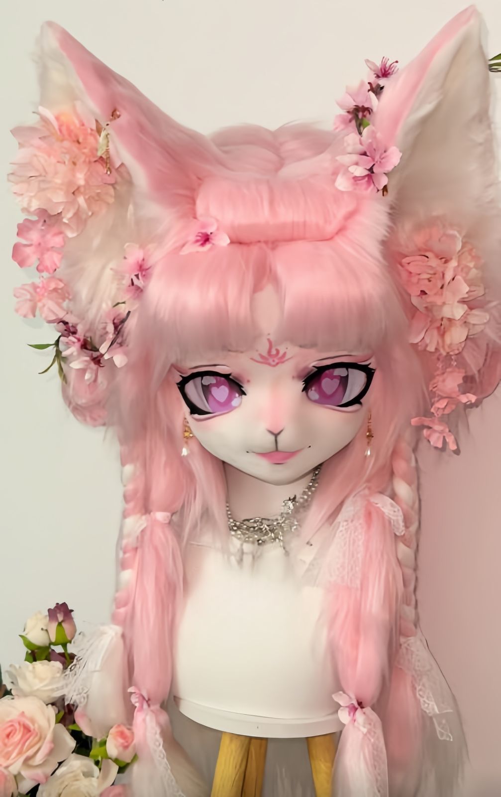 着ぐるみヘッド kigurumi NO.184 キツネ ピンク ファースーツ 全頭ヘッド ケモノ マスク ぬいぐるみ コスプレ コスチューム