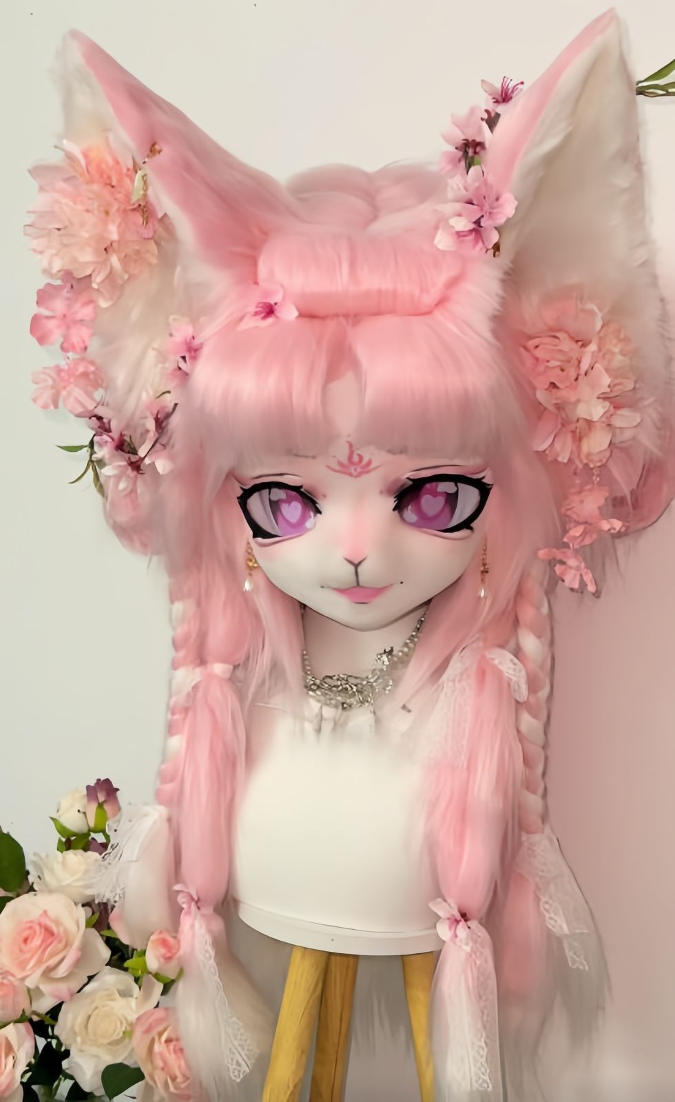 着ぐるみヘッド kigurumi NO 184 キツネ ピンク ファースーツ 全頭ヘッド ケモノ マスク ぬいぐるみ コスプレ コスチューム