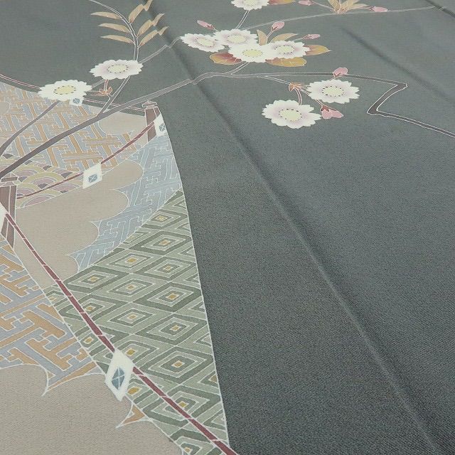  六花-RIKKA- 正絹 堀省平落款 桜 訪問着 着物 A 3926 訪問着 付け下げ 着物