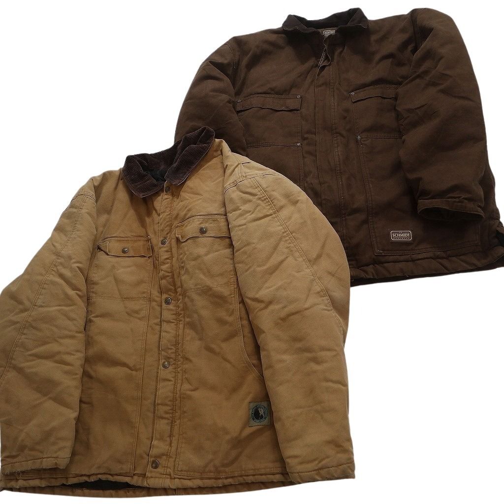 古着卸 ダック地 トラディショナル型 ジャケット 2枚セット メンズ 2XL カバーオール ワーク 古着 NC5556