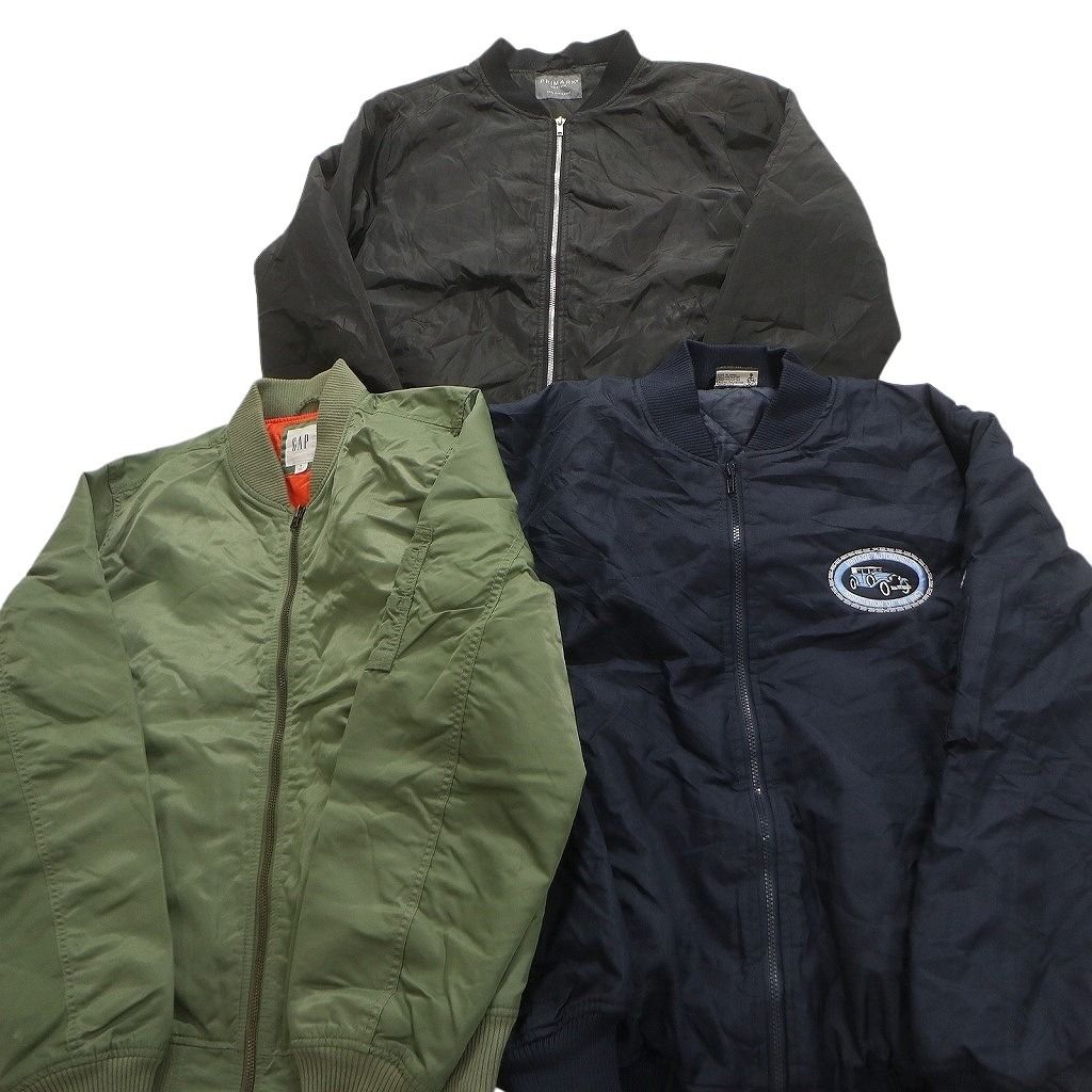 古着卸 MA-1型 ジャケット 3枚セット メンズ M ナイロン 企業 ブルゾン 古着 NC5546
