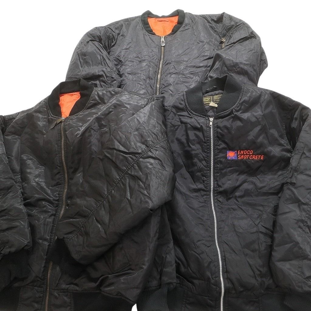 古着卸 MA-1型 ジャケット 3枚セット メンズ 3XL リバーシブル 企業 ブラック 古着 NC5541