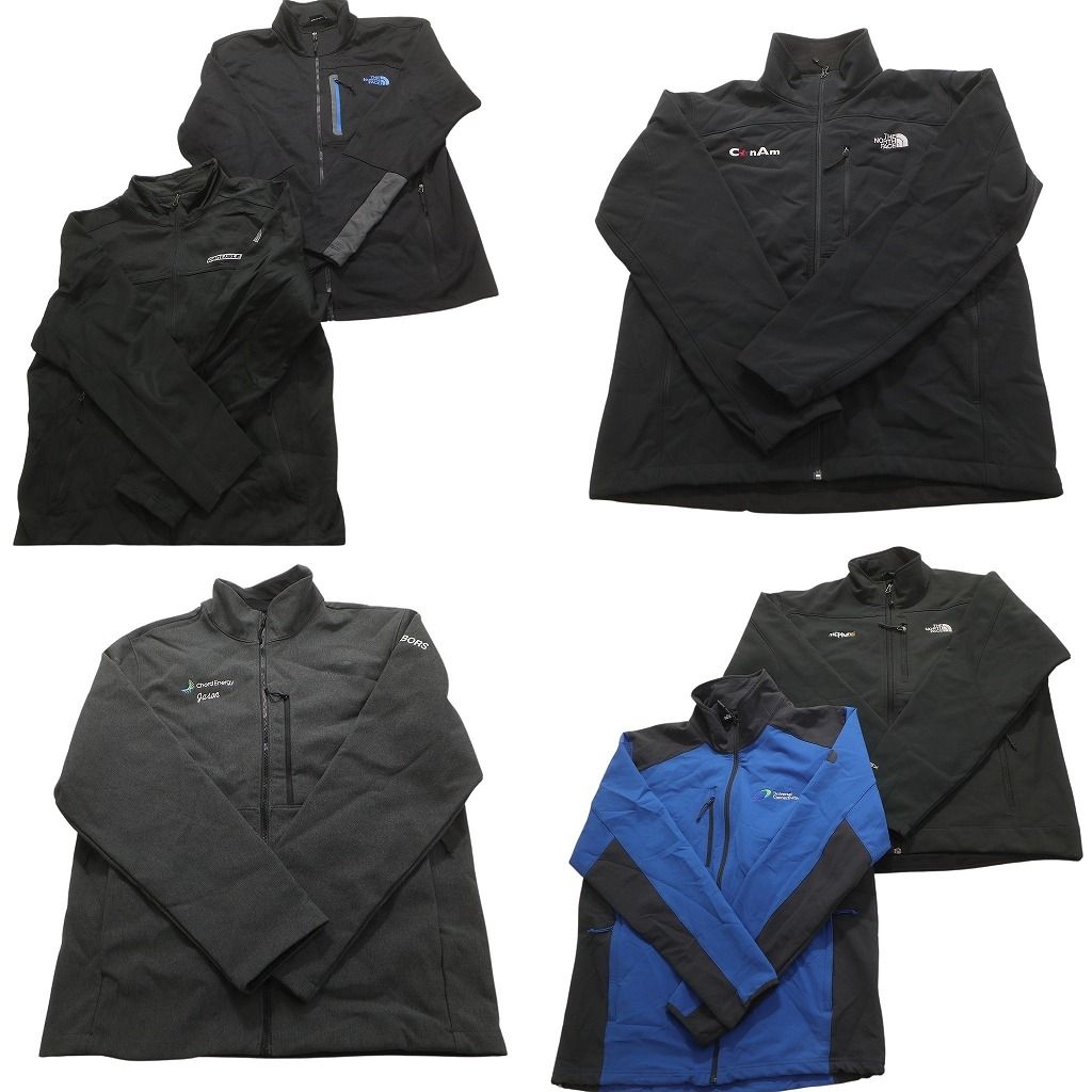古着卸 ノースフェイス ソフトシェル ジャケット 6枚セット メンズ L 企業 フルジップ ブラック 古着 NC5615
